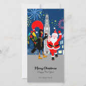 Sinterklaas en Haan toast op het nieuwe jaar Feestdagenkaart (Voorkant)