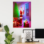 Sinterklaas en kerstboom | AI Art Poster (Thuiskantoor)