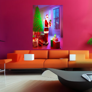 Sinterklaas en kerstboom   AI Art Poster