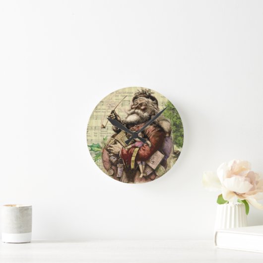 Sinterklaas en kerstboom ronde klok (Huis)