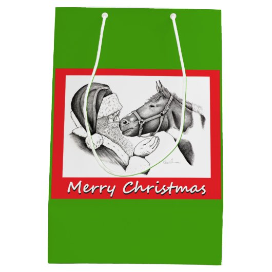 Sinterklaas en kerstpaarden medium cadeauzakje (Achterkant)