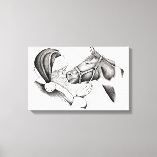 Sinterklaas en kerstschilderpaarden canvas afdruk