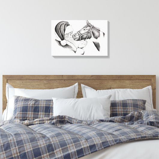 Sinterklaas en kerstschilderpaarden canvas afdruk (Insitu (Slaapkamer))