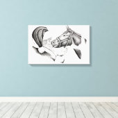 Sinterklaas en kerstschilderpaarden canvas afdruk (Insitu (Houten vloer))