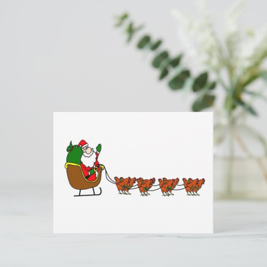 Sinterklaas en kip rendieren feestdagenkaart (Staand voorkant)