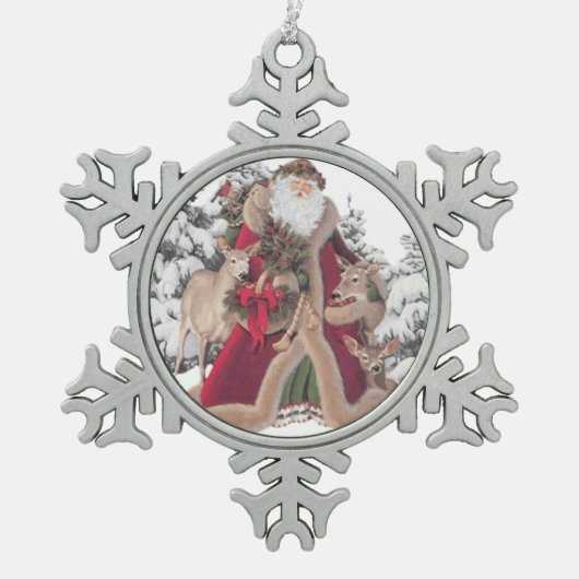 Sinterklaas en klaplopers tin sneeuwvlok ornament (Voorkant)