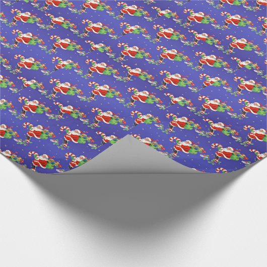 Sinterklaas en kleurrijke kerstman met snoepriet cadeaupapier (Hoek)