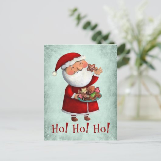 Sinterklaas en koekjes feestdagenkaart (Staand voorkant)