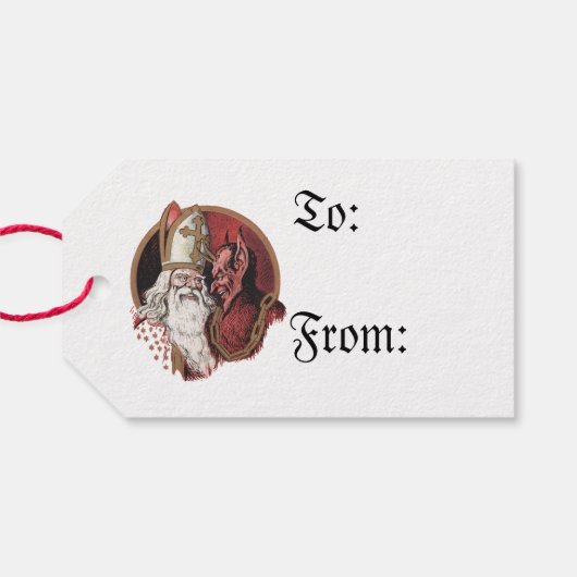 Sinterklaas en Krampus Cadeaulabel (Achterkant Horizontaal)