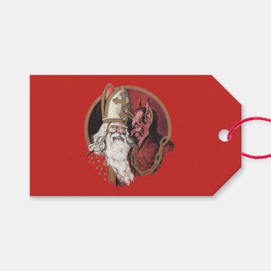 Sinterklaas en Krampus Cadeaulabel (Voorkant (Horizontaal))