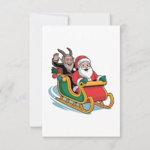 Sinterklaas en Krampus Kwaadaardig Donker Kerstmis Bedankkaart
