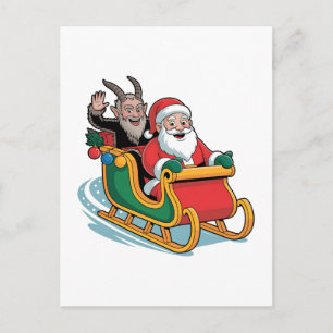 Sinterklaas en Krampus Kwaadaardig Donker Kerstmis Feestdagenkaart