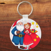 Sinterklaas en meisje met een geschenkzak sleutelhanger (Achterkant)
