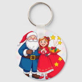 Sinterklaas en meisje met een geschenkzak sleutelhanger (Achterkant)