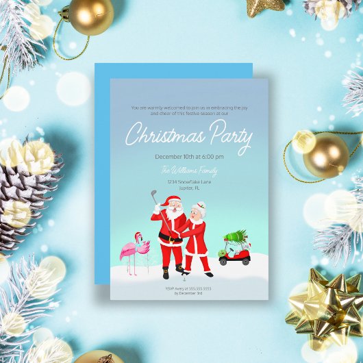 Sinterklaas en mevrouw Claus golfswing uitnodiging