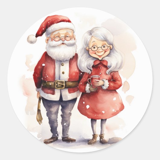 Sinterklaas en mevrouw Claus Kerst stickers (Voorkant)