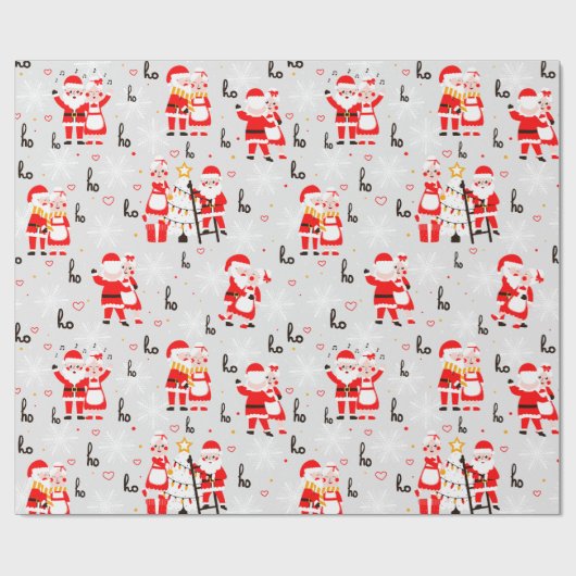 Sinterklaas en mevrouw Claus Kerstdans Cadeaupapier (Vlak)