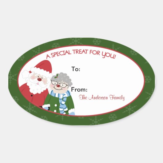 Sinterklaas en Mrs Claus Oval Baking Labels (Voorkant)