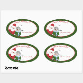Sinterklaas en Mrs Claus Oval Baking Labels (Vel)