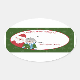 Sinterklaas en Mrs Claus Oval Baking Labels