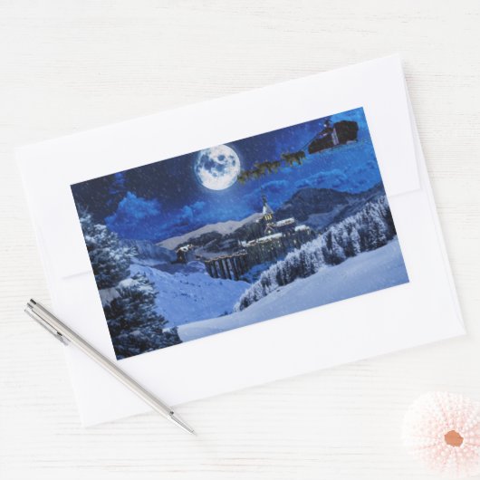 Sinterklaas en Noordpool Rechthoekige Sticker (Envelop)