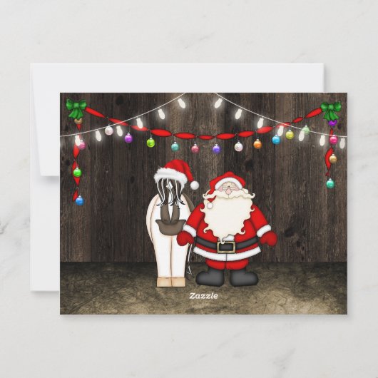 Sinterklaas en paarden in Barn Merry-kerstflat Feestdagenkaart (Achterkant)