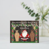 Sinterklaas en paarden in Barn Merry-kerstflat Feestdagenkaart (Staand voorkant)