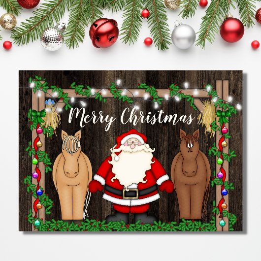 Sinterklaas en paarden in Barn Merry met kerstmis Feestdagen Kaart