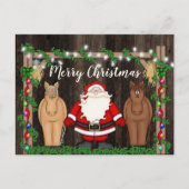 Sinterklaas en paarden in Barn Merry met kerstmis Feestdagenkaart (Voorkant)