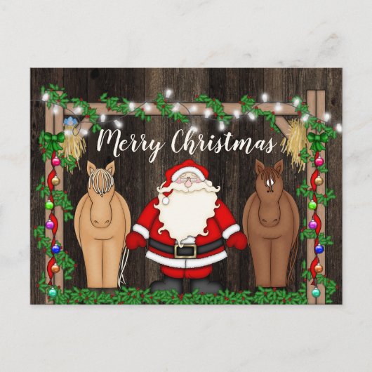 Sinterklaas en paarden in Barn Merry met kerstmis Feestdagenkaart (Voorkant)