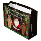 Sinterklaas en paarden in Barn Merry met kerstmis Groot Cadeauzakje (Achterkant Gekanteld)