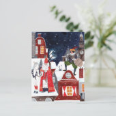 Sinterklaas en Piet op de daken van Amsterdam Feestdagenkaart (Staand voorkant)