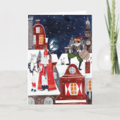 Sinterklaas en Piet op de daken van Amsterdam Kaart (Voorkant)