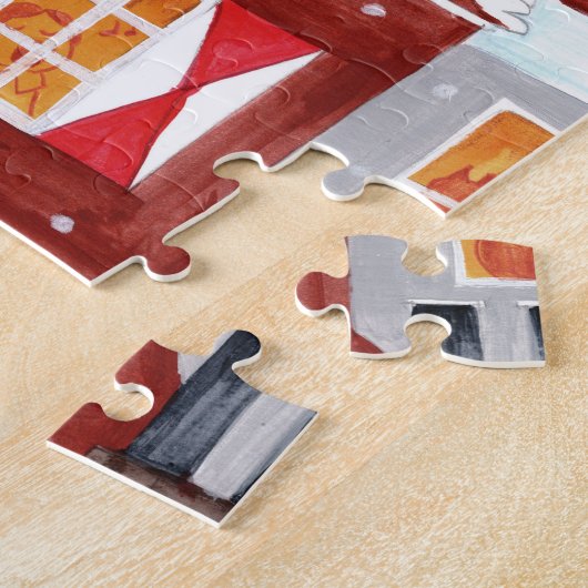 Sinterklaas en Piet op de daken van Amsterdam Legpuzzel (Zijkant)