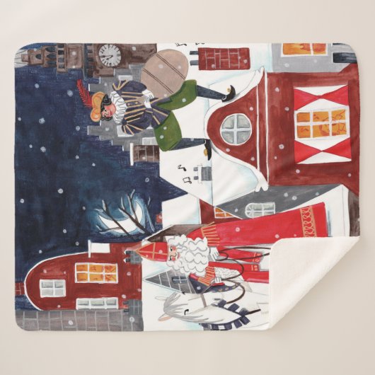 Sinterklaas en Piet op de daken van Amsterdam Sherpa Deken (Voorkant (horizontaal))