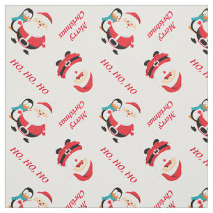 Sinterklaas en pinguïn gepersonaliseerde Kerstmis Stof