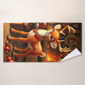 Sinterklaas en rendier badhanddoek (Badhanddoek)