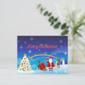 Sinterklaas en rendier briefkaart (Staand voorkant)