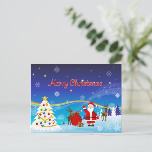 Sinterklaas en rendier briefkaart (Staand voorkant)