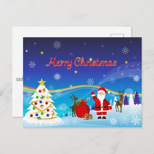 Sinterklaas en rendier briefkaart (Voorkant / Achterkant)