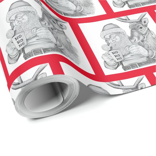 Sinterklaas en rendier cadeaupapier (Rol Hoek)