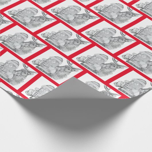 Sinterklaas en rendier cadeaupapier (Hoek)