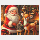 Sinterklaas en rendier fleece deken (Voorkant (Horizontaal))