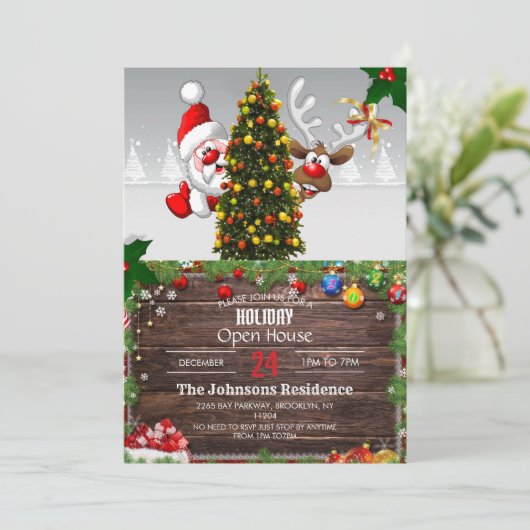 Sinterklaas en rendier kaart (Staand voorkant)