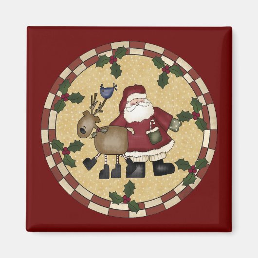 Sinterklaas en Rendier Kerstmagneet Magneet (Voorkant)