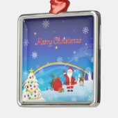 Sinterklaas en rendier metalen ornament (Links)