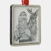 Sinterklaas en rendier metalen ornament (Rechts)