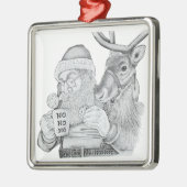 Sinterklaas en rendier metalen ornament (Links)