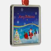 Sinterklaas en rendier metalen ornament (Rechts)