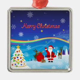 Sinterklaas en rendier metalen ornament